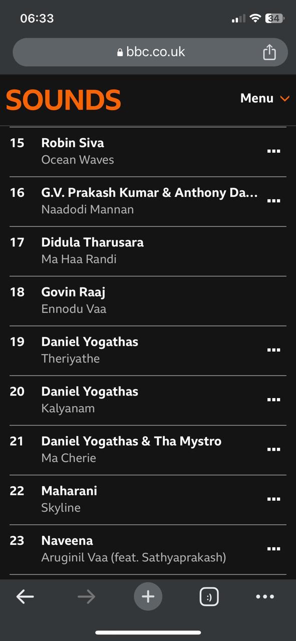 Screenshot: BBC Asian Network Top 25 feature 1